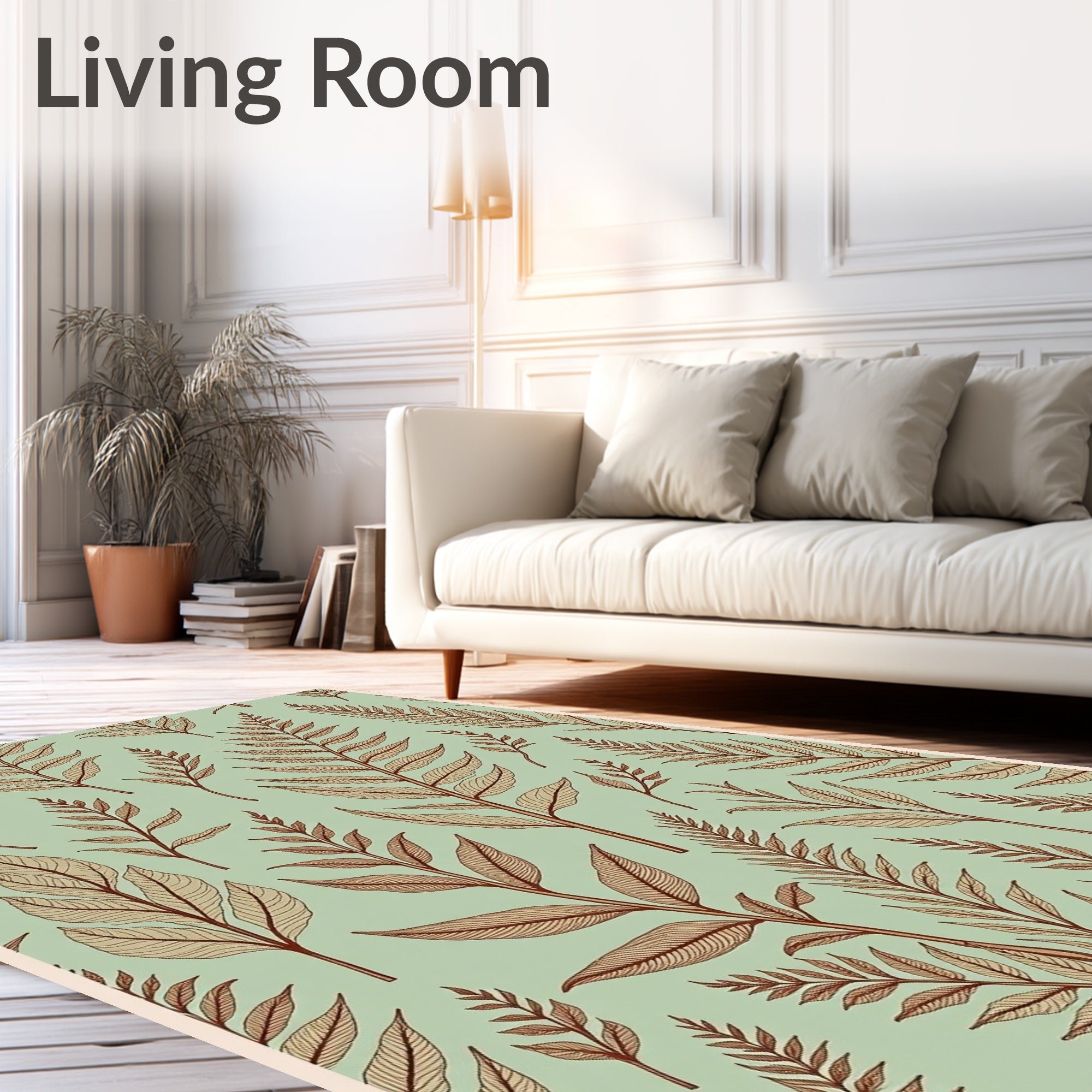 Botanical Fern Pattern Design Rug