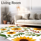 Bright Sunflower Leaf Pattern Rug
