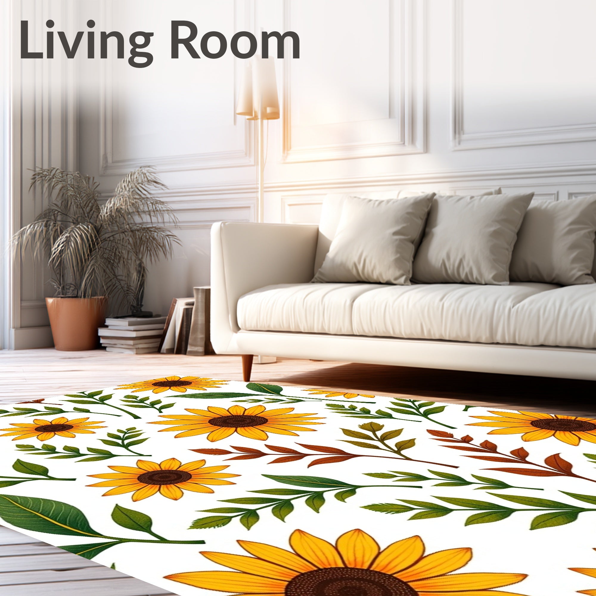 Bright Sunflower Leaf Pattern Rug