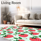 Red Strawberry Floral Pattern Rug