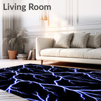 Electric Blue Lightning Bolt Pattern Rug