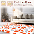 Orange Floral Leaf Pattern Design Rug