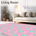 Pink Mint Abstract Circles Pattern Rug