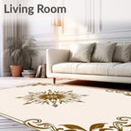 Brown Floral Medallion Corner Accents Rug