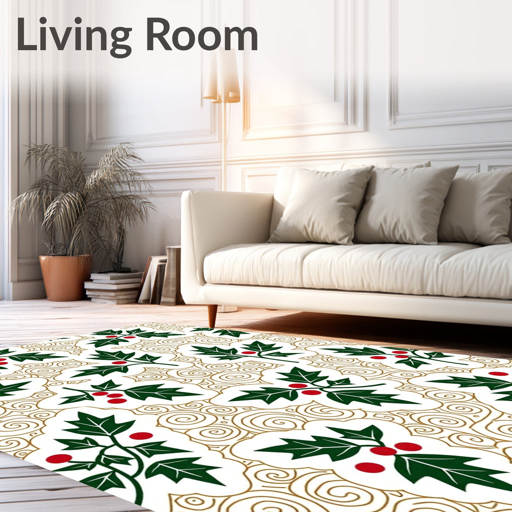 Holly Berry Spiral Pattern Rug