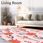 Coral Yellow Floral Sprig Design Rug