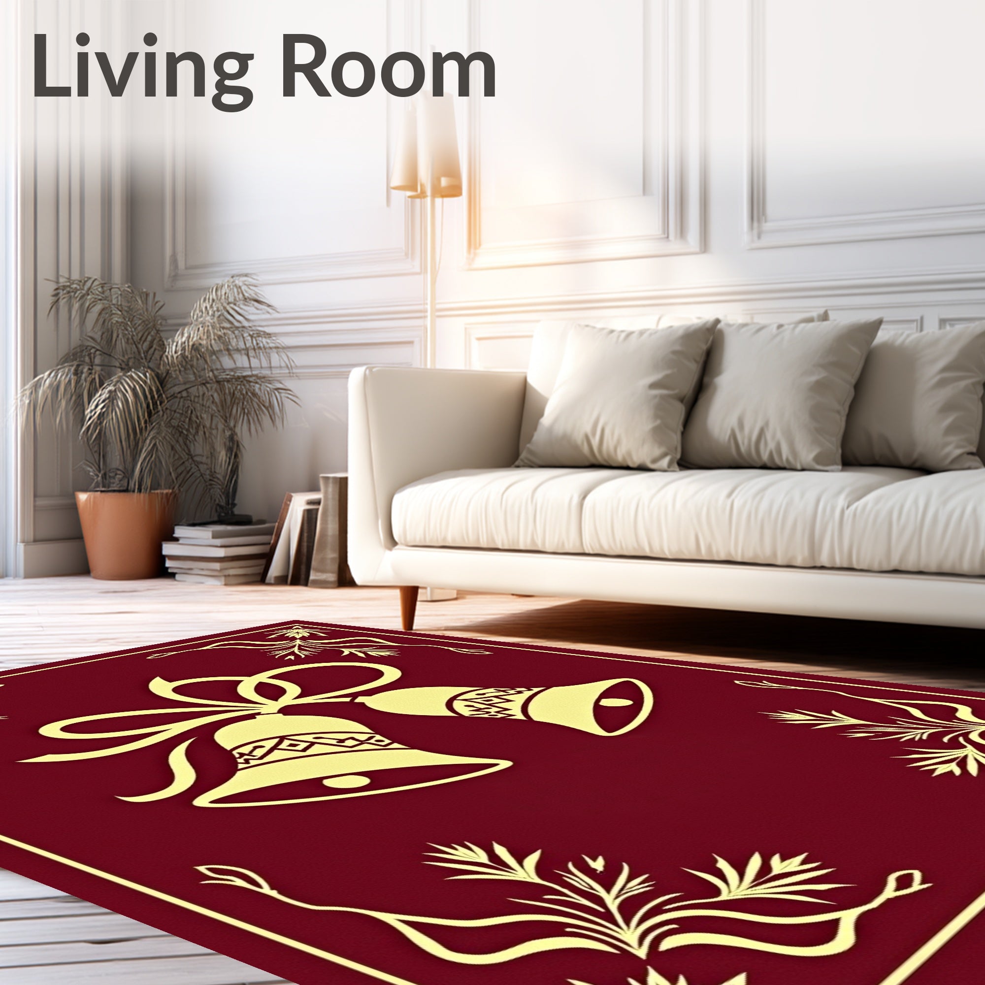 Golden Bells With Floral Accents Rug