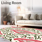 Red Floral Pattern Print Rug