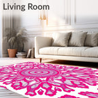 Vibrant Pink Floral Medallion Pattern Rug