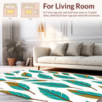Turquoise Feather Pattern Design Rug