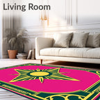 Radiant Sunburst Teal Pink Art Deco Rug