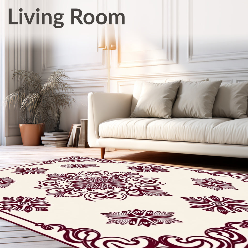 Elegant Floral Scrollwork Design Rug