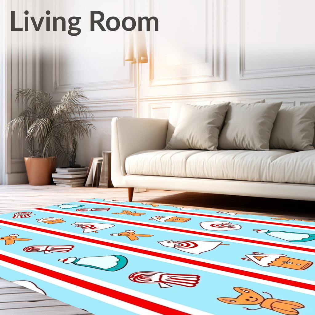 Gingerbread Candy Cane Stripes Christmas Rug