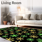 Golden Green Snowflake Scatter Rug