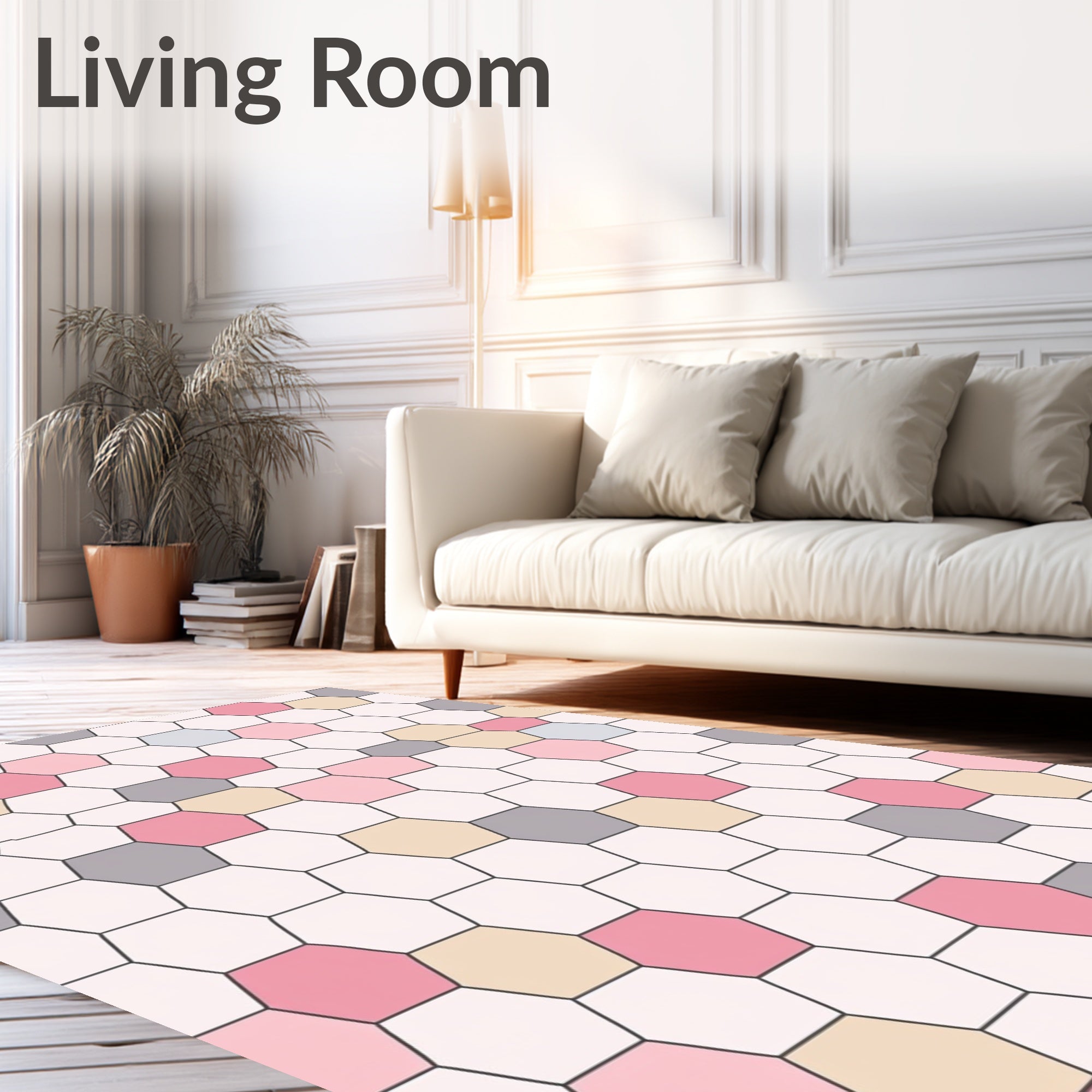Geometric Hexagon Pattern Pastel Rug