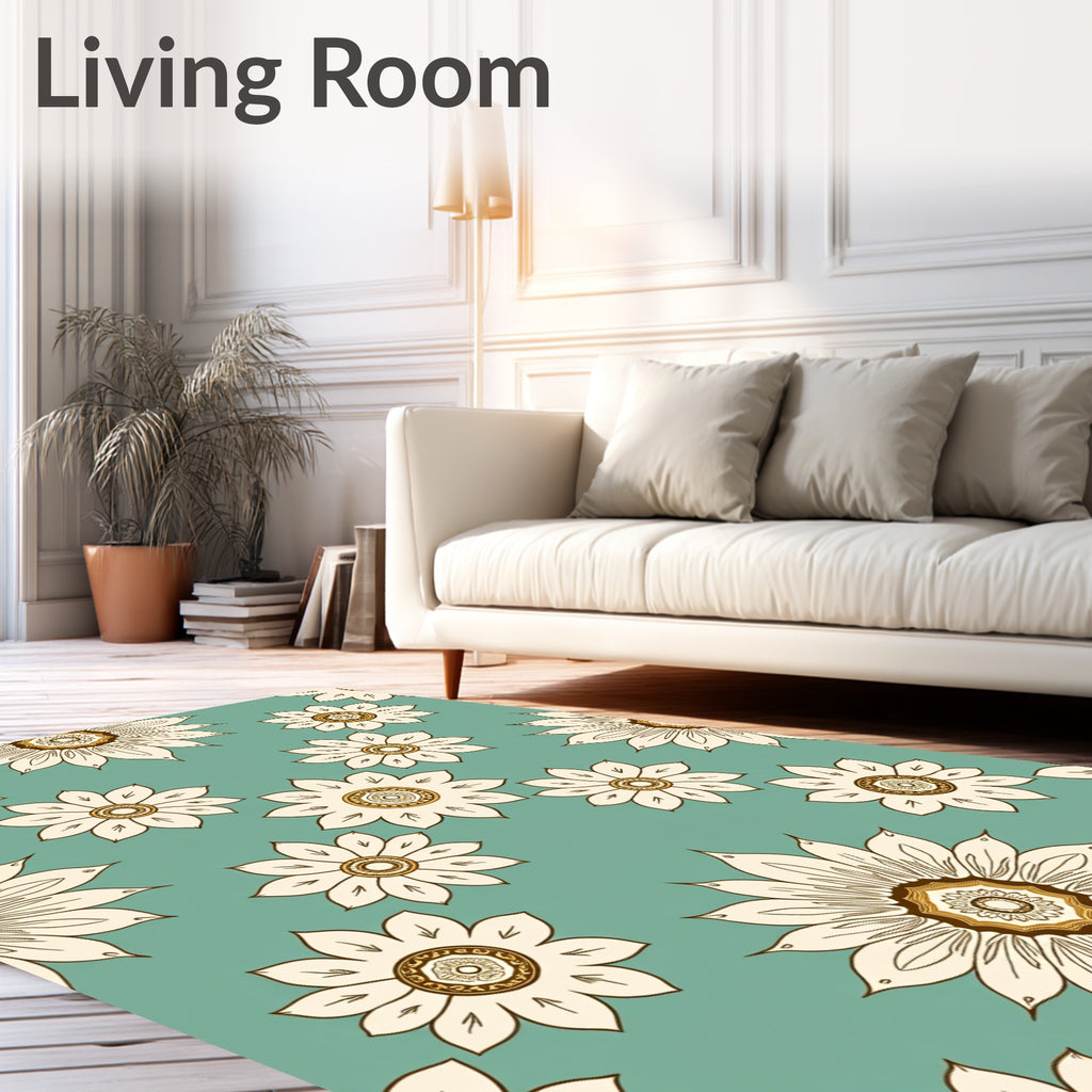 Floral Mandala Inspired Cream Brown Rug
