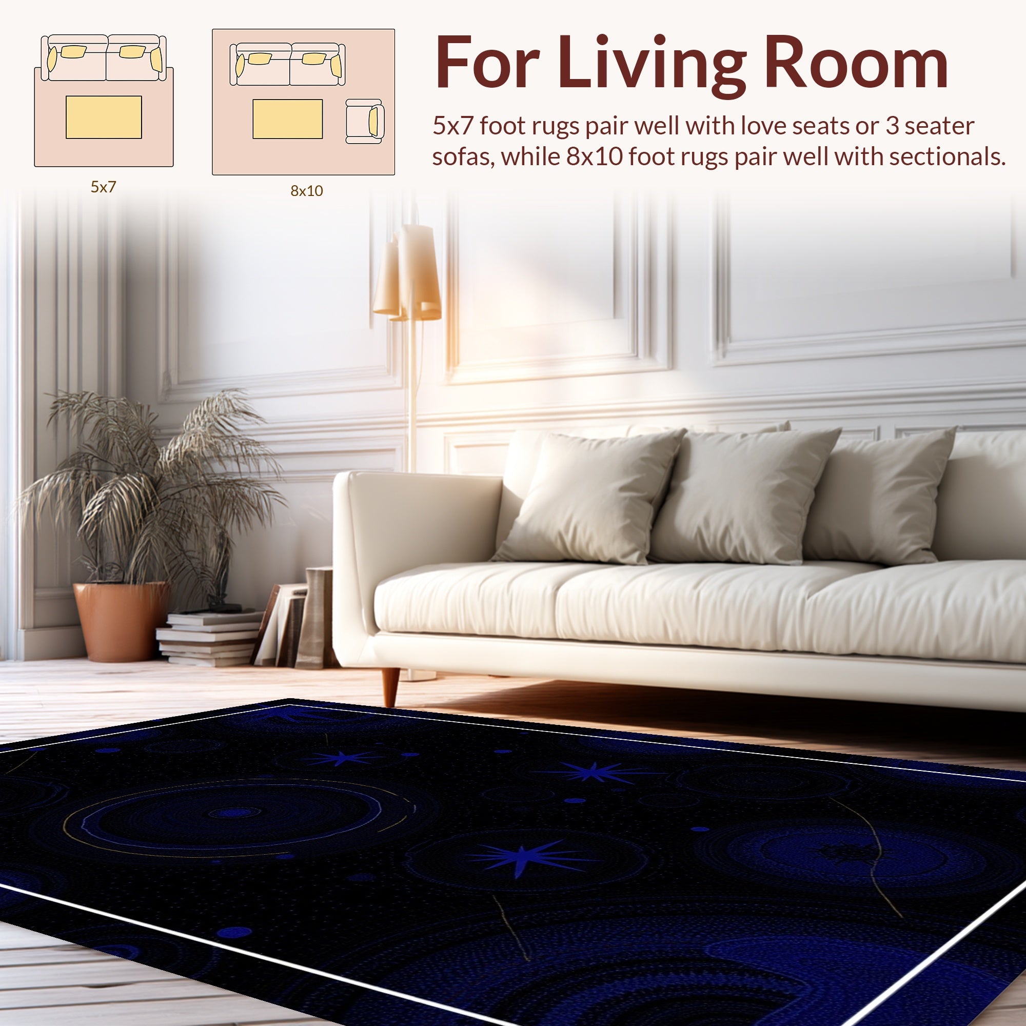 Deep Blue Starburst Abstract Pattern Rug