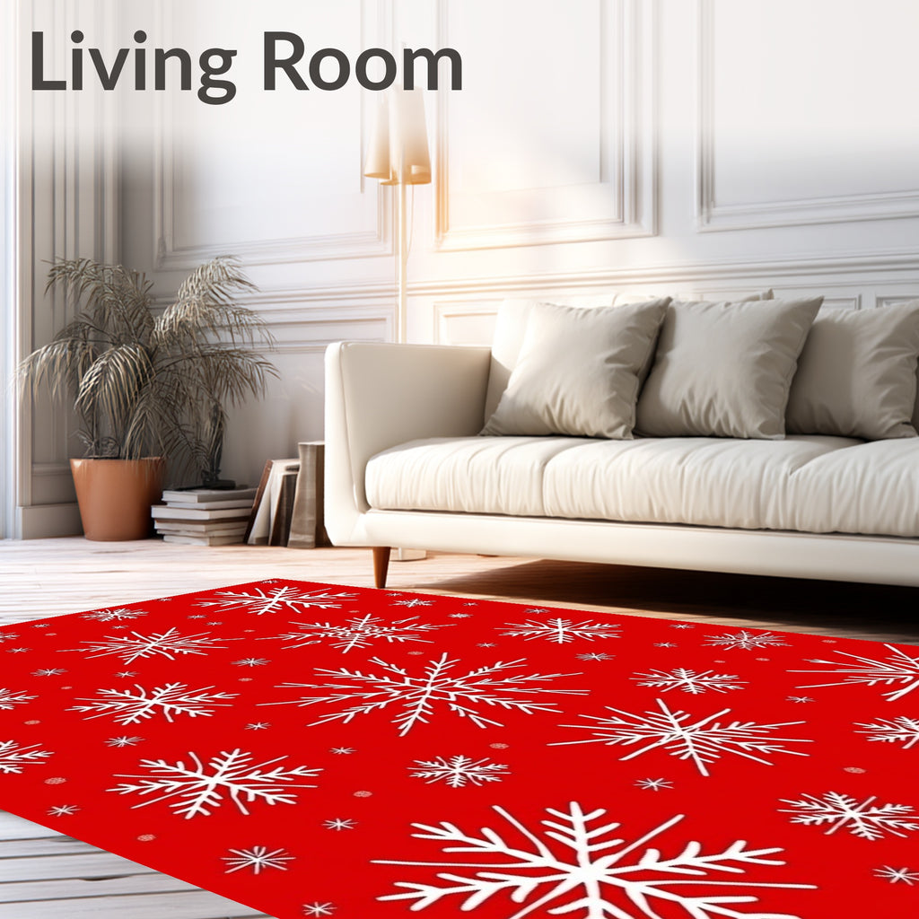 Red Snowflake Pattern Rug