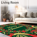 Festive Red Gold Floral Garland Rug