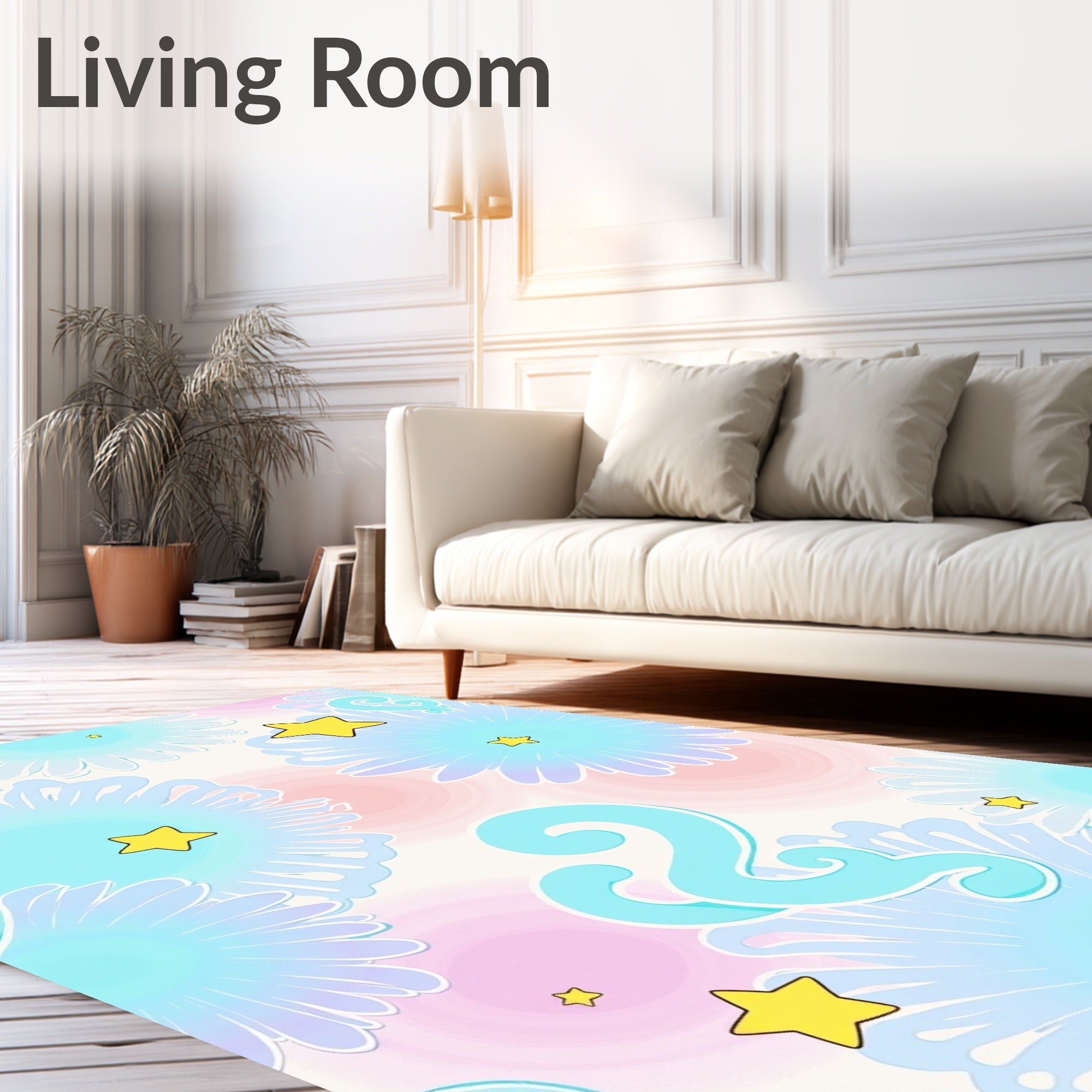 Whimsical Starburst Floral Pattern Rug