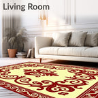 Ornate Red Cream Filigree Design Rug