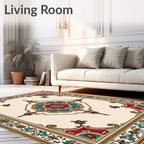 Ornate Floral Medallion Symmetry Design Rug