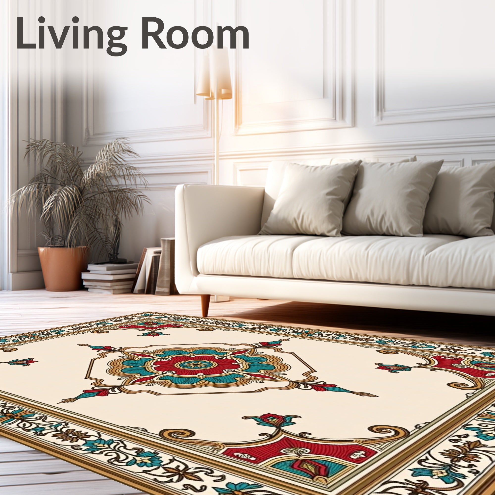 Ornate Floral Medallion Symmetry Design Rug
