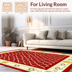 Red Lattice Bordered Decorative Design Rug
