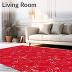 Abstract Floral Line Art Crimson Rug
