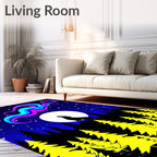 Night Wolf Silhouette Aurora Abstract Pattern Rug