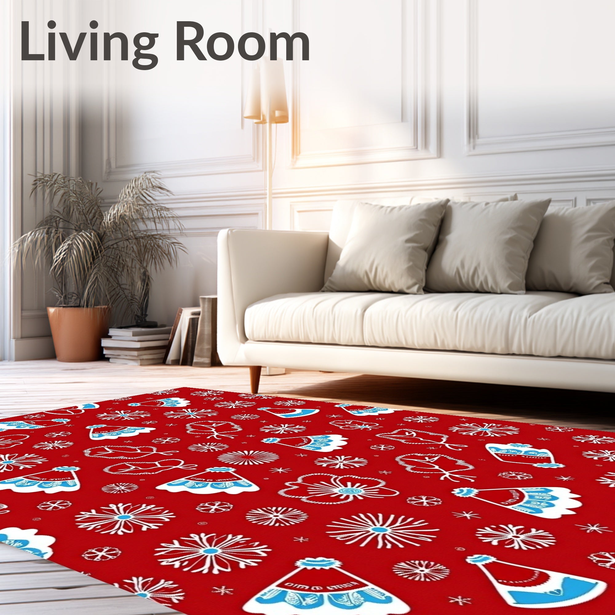 Festive Red White Blue Holiday Accents Rug