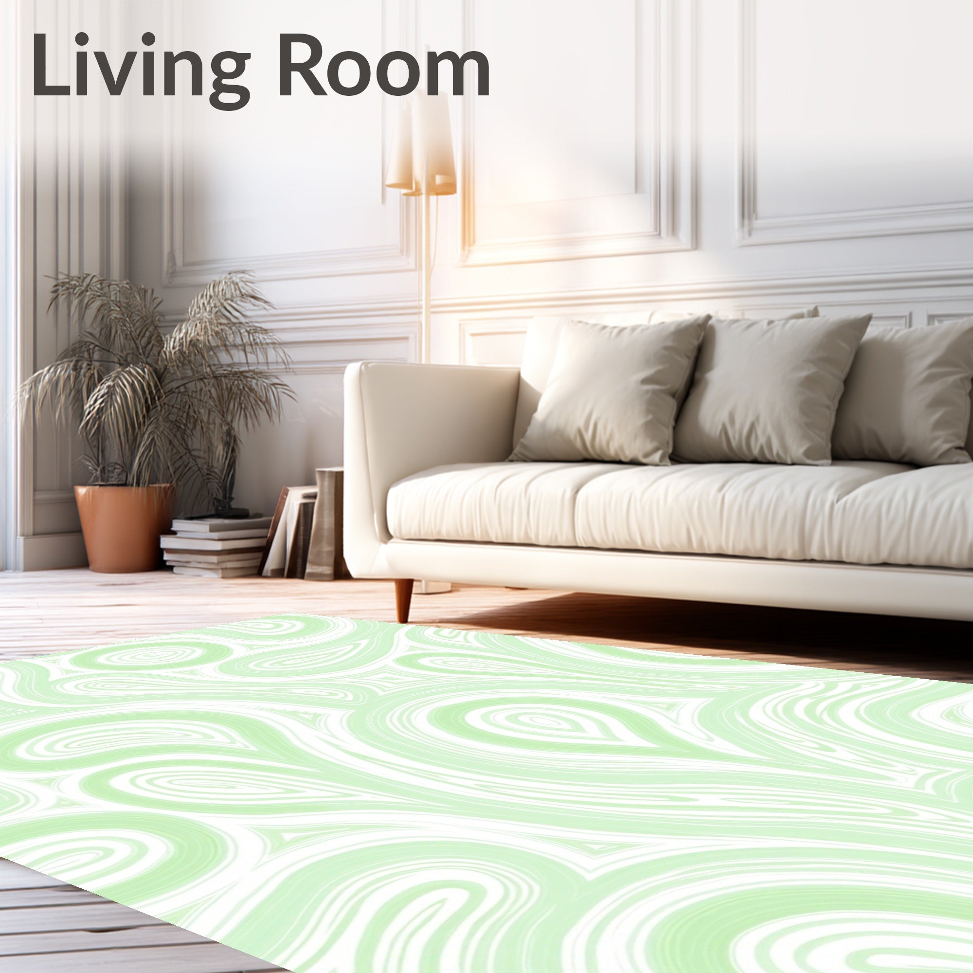 Light Green Swirl Pattern Design Rug