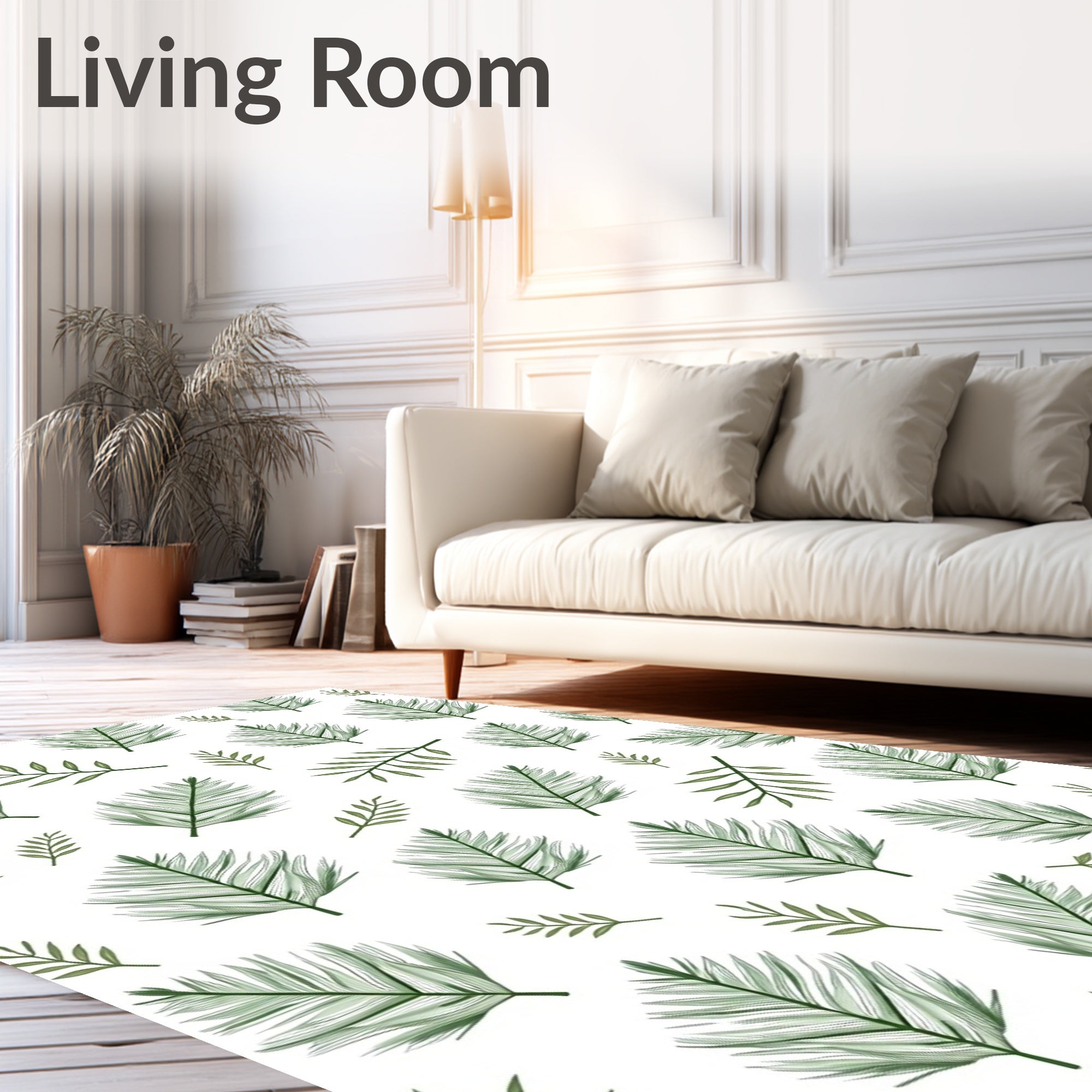 Green Tropical Leaf Scatter Rug