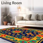 Vibrant Floral Border Medallion Medley Rug