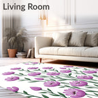 Whimsical Purple Floral Pattern Design Rug