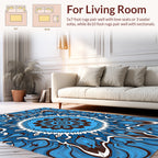 Blue Brown Intricate Mandala Design Rug