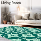 Art Nouveau Teal Floral Pattern Rug