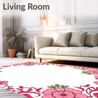 Pink Floral Vine Border Design Rug
