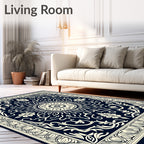 Ornate Sunburst Floral Scrollwork Design Rug