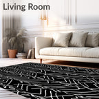 Monochrome Abstract Geometric Stripe Rug