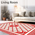 Red Geometric Floral Medallion Rug