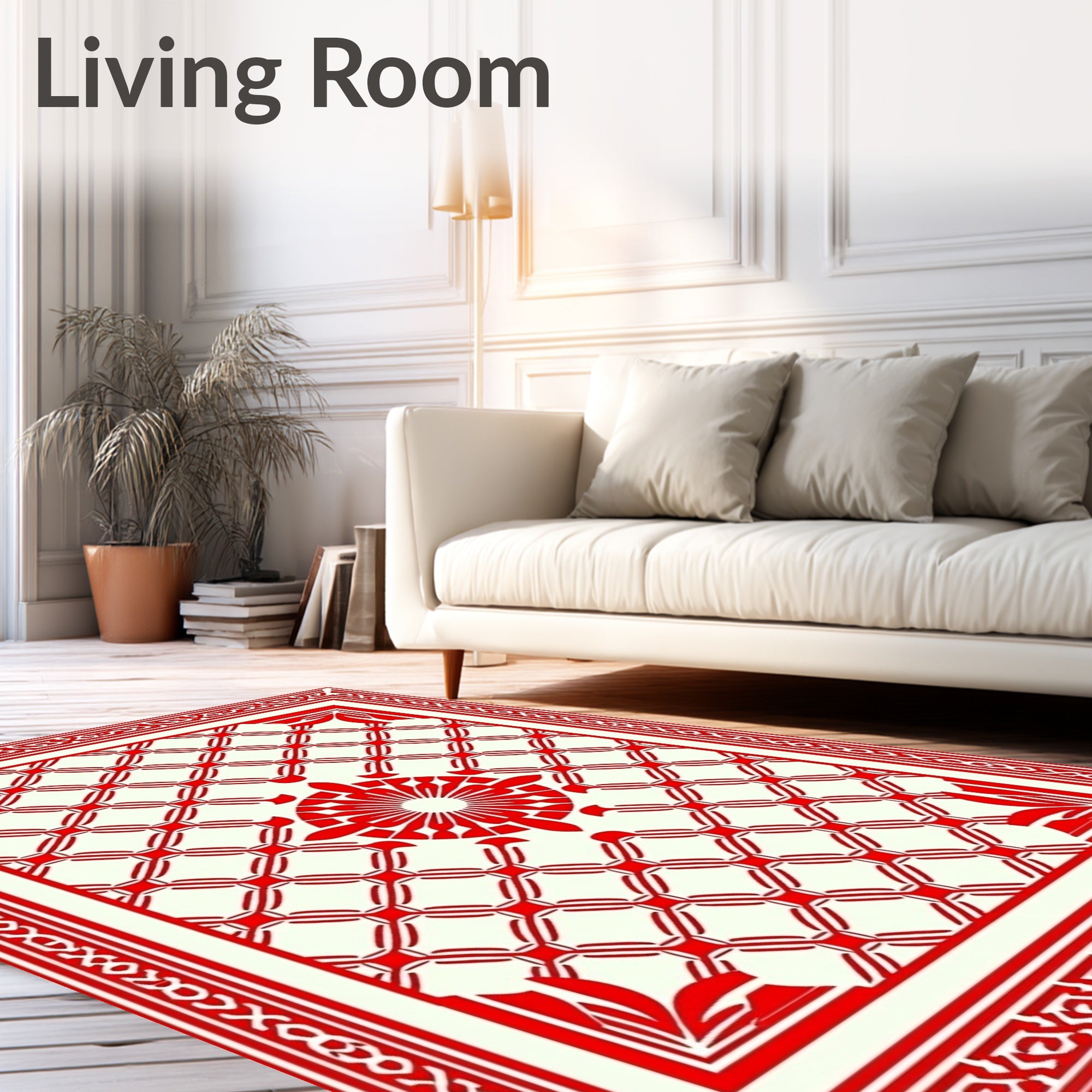 Red Geometric Floral Medallion Rug