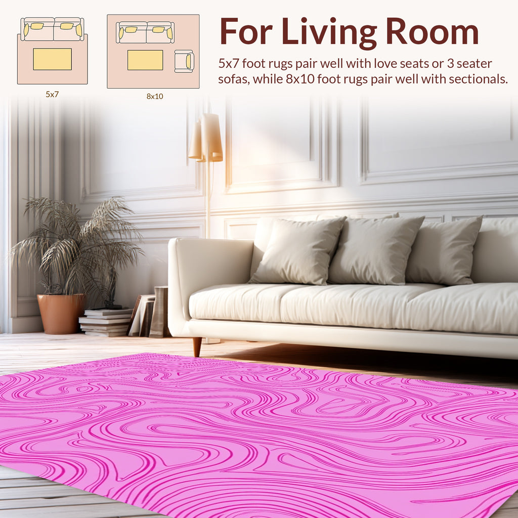 Abstract Pink Swirl Pattern Rug
