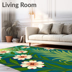 Emerald Teal Petal Vine Garden Rug
