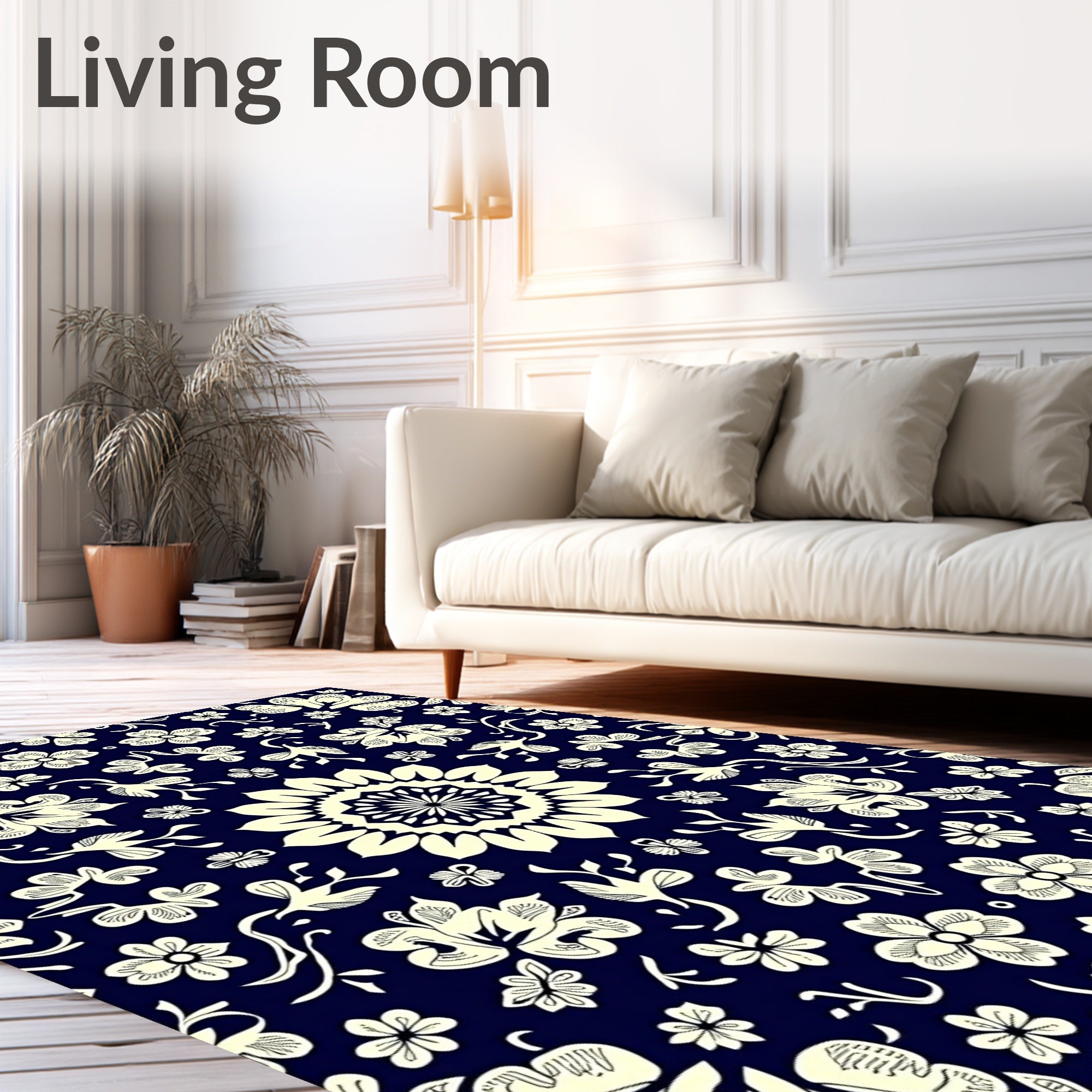 Floral Mandala Patterned Ground Rug