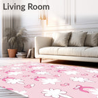 Cute Pink Heart Bow Pattern Rug