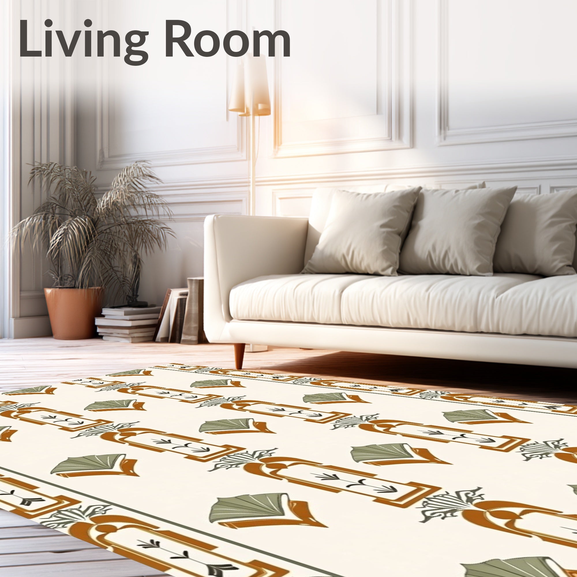 Terracotta Sage Fan Inlay Rug
