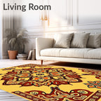 Mandala Floral Design Red Orange Rug