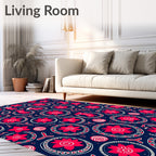Red White Round Floral Christmas Socks Rug