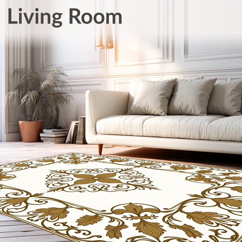 Elegant Floral Swirl Pattern Rug